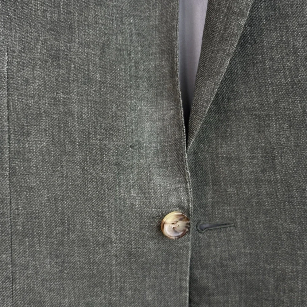 Suitsupply Havana Linen Suit Men's 36R Olive Green Slim 2 Piece Solbiati